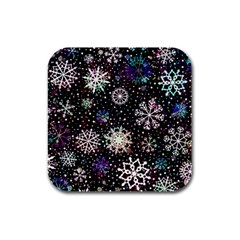 Shiny Winter Snowflake Abstract Christmas Cold Crystal December Rubber Square Coaster (4 pack)