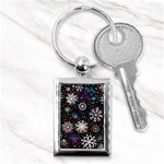 Shiny Winter Snowflake Abstract Christmas Cold Crystal December Key Chain (Rectangle) Front