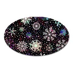 Shiny Winter Snowflake Abstract Christmas Cold Crystal December Oval Magnet