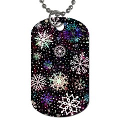 Shiny Winter Snowflake Abstract Christmas Cold Crystal December Dog Tag (One Side)