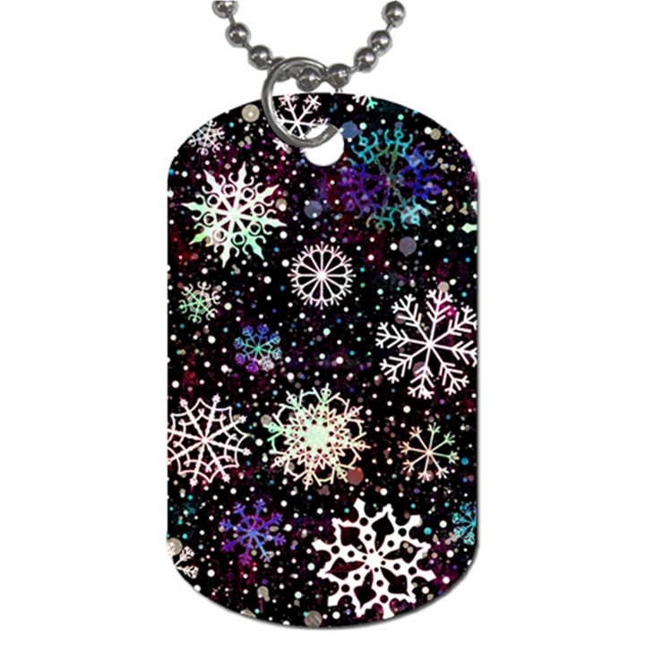 Shiny Winter Snowflake Abstract Christmas Cold Crystal December Dog Tag (Two Sides)