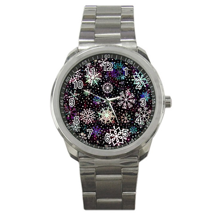 Shiny Winter Snowflake Abstract Christmas Cold Crystal December Sport Metal Watch