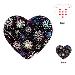 Shiny Winter Snowflake Abstract Christmas Cold Crystal December Playing Cards Single Design (Heart)