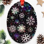 Shiny Winter Snowflake Abstract Christmas Cold Crystal December Oval Ornament (Two Sides) Front