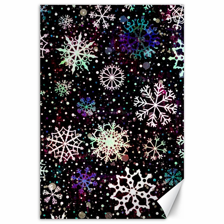 Shiny Winter Snowflake Abstract Christmas Cold Crystal December Canvas 24  x 36 