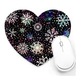 Shiny Winter Snowflake Abstract Christmas Cold Crystal December Heart Mousepad Front