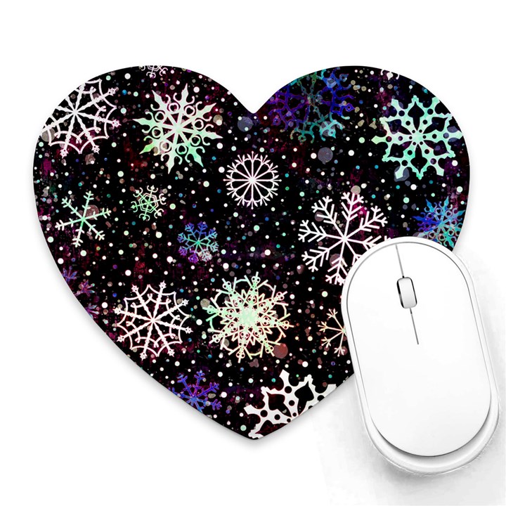 Shiny Winter Snowflake Abstract Christmas Cold Crystal December Heart Mousepad