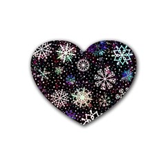 Shiny Winter Snowflake Abstract Christmas Cold Crystal December Rubber Coaster (Heart)