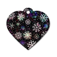 Shiny Winter Snowflake Abstract Christmas Cold Crystal December Dog Tag Heart (Two Sides)