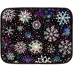 Shiny Winter Snowflake Abstract Christmas Cold Crystal December Two Sides Fleece Blanket (Mini)