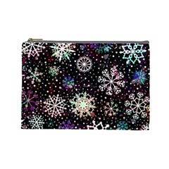 Shiny Winter Snowflake Abstract Christmas Cold Crystal December Cosmetic Bag (large) by Bedest