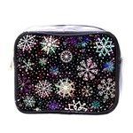 Shiny Winter Snowflake Abstract Christmas Cold Crystal December Mini Toiletries Bag (One Side) Front