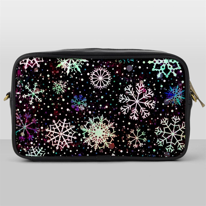 Shiny Winter Snowflake Abstract Christmas Cold Crystal December Toiletries Bag (One Side)