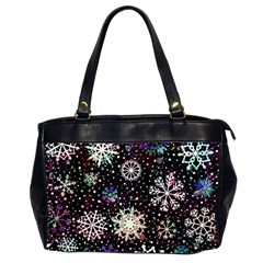 Shiny Winter Snowflake Abstract Christmas Cold Crystal December Oversize Office Handbag (2 Sides)