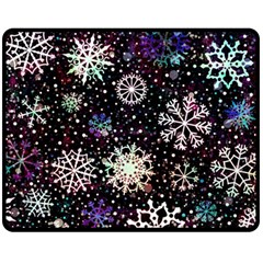 Shiny Winter Snowflake Abstract Christmas Cold Crystal December Fleece Blanket (Medium)