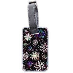 Shiny Winter Snowflake Abstract Christmas Cold Crystal December Luggage Tag (two sides)