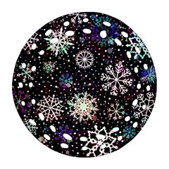 Shiny Winter Snowflake Abstract Christmas Cold Crystal December Ornament (Round Filigree)