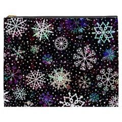 Shiny Winter Snowflake Abstract Christmas Cold Crystal December Cosmetic Bag (xxxl) by Bedest