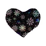 Shiny Winter Snowflake Abstract Christmas Cold Crystal December Standard 16  Premium Heart Shape Cushions Front