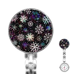 Shiny Winter Snowflake Abstract Christmas Cold Crystal December Stainless Steel Nurses Watch