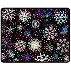 Shiny Winter Snowflake Abstract Christmas Cold Crystal December Two Sides Fleece Blanket (Medium)