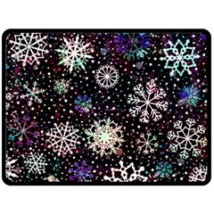 Shiny Winter Snowflake Abstract Christmas Cold Crystal December Two Sides Fleece Blanket (Large)