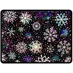 Shiny Winter Snowflake Abstract Christmas Cold Crystal December Two Sides Fleece Blanket (Large) 80 x60  Blanket Front