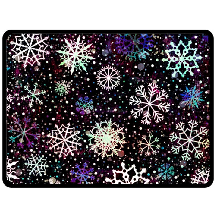 Shiny Winter Snowflake Abstract Christmas Cold Crystal December Two Sides Fleece Blanket (Large)