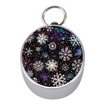 Shiny Winter Snowflake Abstract Christmas Cold Crystal December Mini Silver Compasses Front