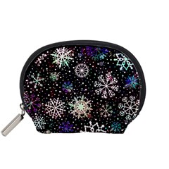 Shiny Winter Snowflake Abstract Christmas Cold Crystal December Accessory Pouch (Small)