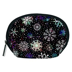 Shiny Winter Snowflake Abstract Christmas Cold Crystal December Accessory Pouch (Medium)