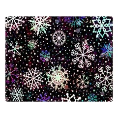 Shiny Winter Snowflake Abstract Christmas Cold Crystal December Two Sides Premium Plush Fleece Blanket (Large)