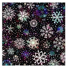 Shiny Winter Snowflake Abstract Christmas Cold Crystal December Square Satin Scarf (36  x 36 )