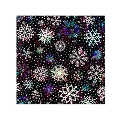 Shiny Winter Snowflake Abstract Christmas Cold Crystal December Square Satin Scarf (30  x 30 )