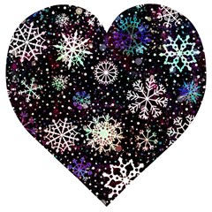 Shiny Winter Snowflake Abstract Christmas Cold Crystal December Wooden Puzzle Heart