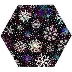 Shiny Winter Snowflake Abstract Christmas Cold Crystal December Wooden Puzzle Hexagon