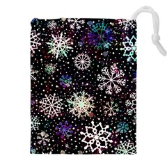 Shiny Winter Snowflake Abstract Christmas Cold Crystal December Drawstring Pouch (5XL)