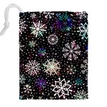 Shiny Winter Snowflake Abstract Christmas Cold Crystal December Drawstring Pouch (5XL) Back