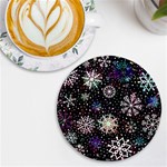 Shiny Winter Snowflake Abstract Christmas Cold Crystal December UV Print Round Tile Coaster Front