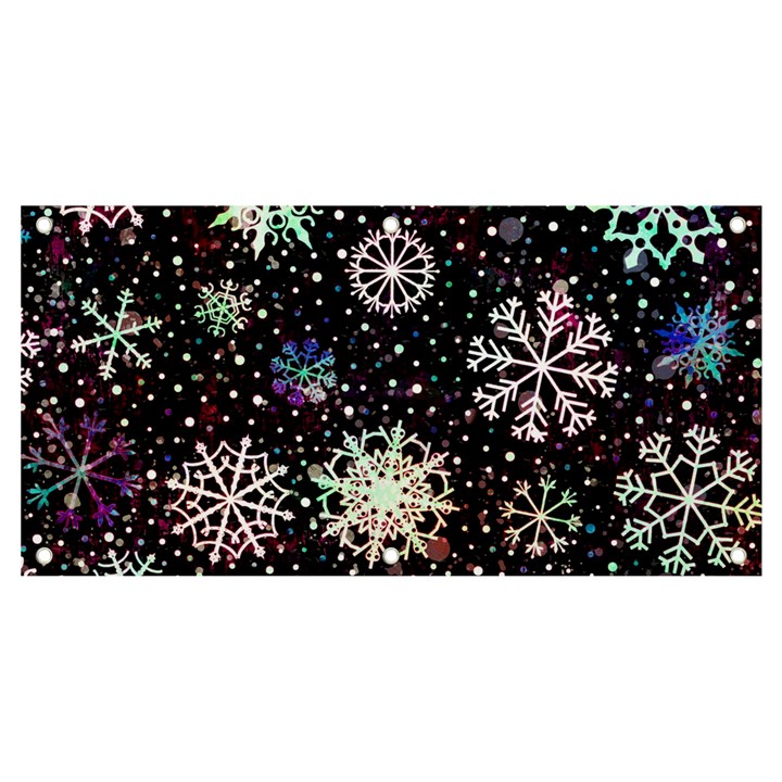 Shiny Winter Snowflake Abstract Christmas Cold Crystal December Banner and Sign 4  x 2 