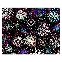 Shiny Winter Snowflake Abstract Christmas Cold Crystal December Premium Plush Fleece Blanket (Medium)