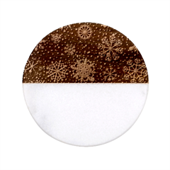 Shiny Winter Snowflake Abstract Christmas Cold Crystal December Classic Marble Wood Coaster (Round) 