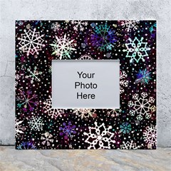 Shiny Winter Snowflake Abstract Christmas Cold Crystal December White Wall Photo Frame 5  x 7 