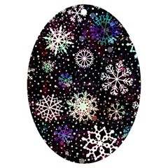 Shiny Winter Snowflake Abstract Christmas Cold Crystal December UV Print Acrylic Ornament Oval