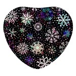 Shiny Winter Snowflake Abstract Christmas Cold Crystal December Heart Glass Fridge Magnet (4 pack) Front