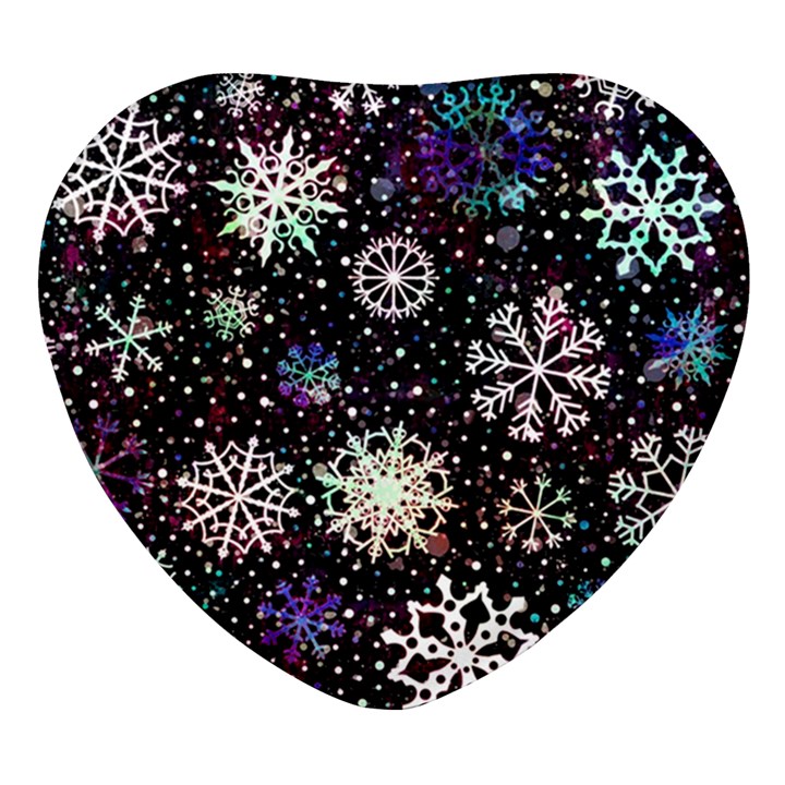 Shiny Winter Snowflake Abstract Christmas Cold Crystal December Heart Glass Fridge Magnet (4 pack)