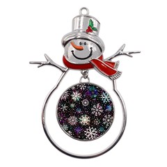 Shiny Winter Snowflake Abstract Christmas Cold Crystal December Metal Snowman Ornament