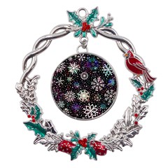 Shiny Winter Snowflake Abstract Christmas Cold Crystal December Metal X mas Wreath Holly leaf Ornament