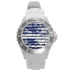 Metallic Rhythm Print Round Plastic Sport Watch (l) by dflcprintsclothing