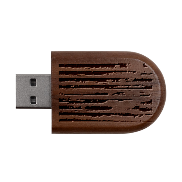 Metallic Rhythm Print Wood Oval USB Flash Drive